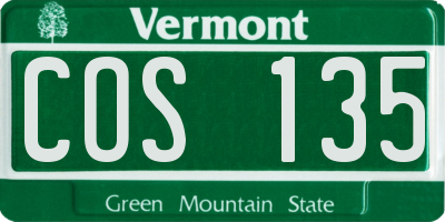 VT license plate COS135
