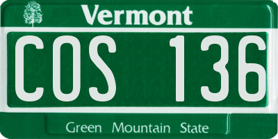 VT license plate COS136