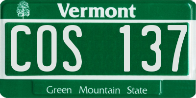 VT license plate COS137