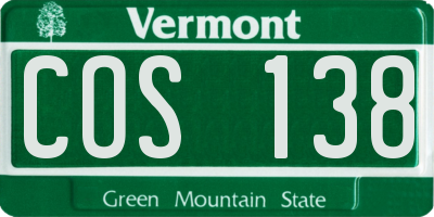 VT license plate COS138