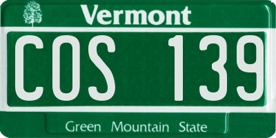 VT license plate COS139