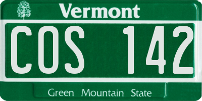 VT license plate COS142