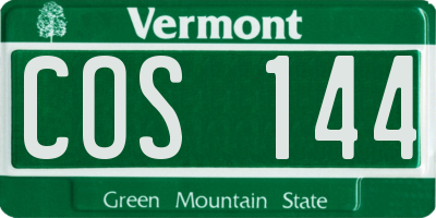 VT license plate COS144