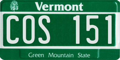 VT license plate COS151