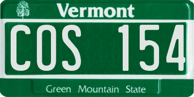 VT license plate COS154