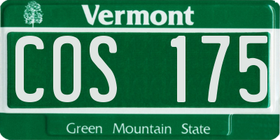 VT license plate COS175