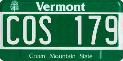VT license plate COS179