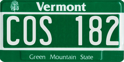 VT license plate COS182