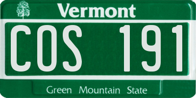 VT license plate COS191
