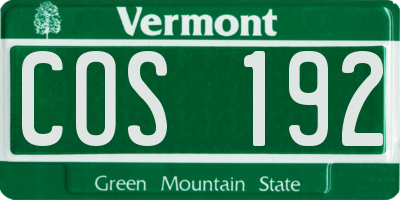 VT license plate COS192