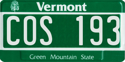 VT license plate COS193