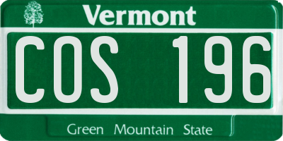 VT license plate COS196