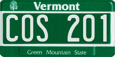 VT license plate COS201