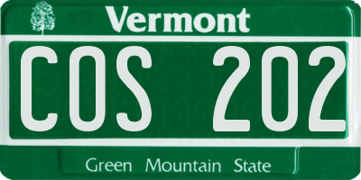 VT license plate COS202
