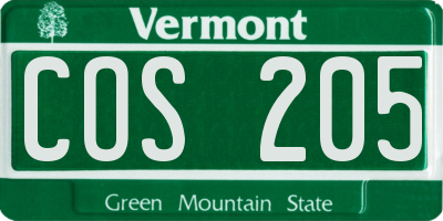 VT license plate COS205