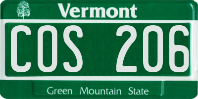 VT license plate COS206