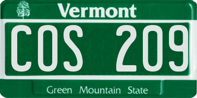 VT license plate COS209