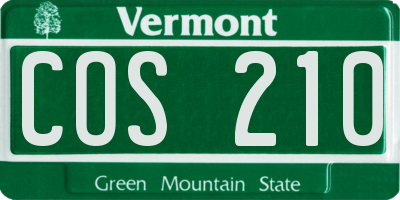 VT license plate COS210