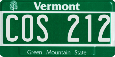 VT license plate COS212