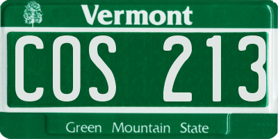 VT license plate COS213