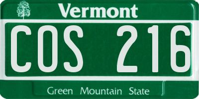VT license plate COS216