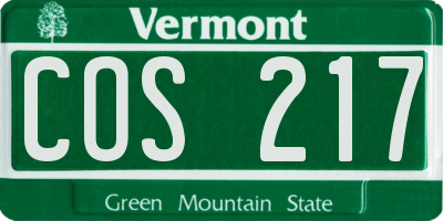 VT license plate COS217