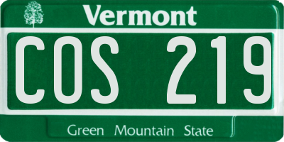 VT license plate COS219