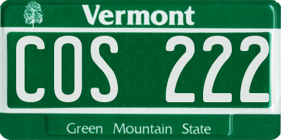 VT license plate COS222