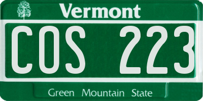 VT license plate COS223