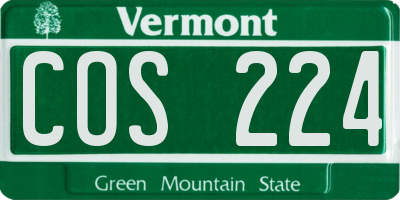 VT license plate COS224