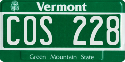 VT license plate COS228