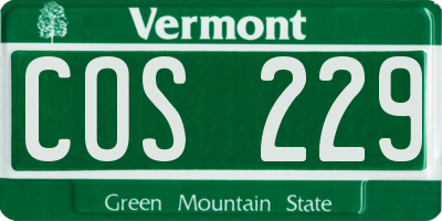 VT license plate COS229