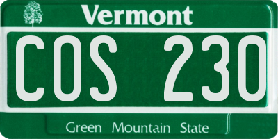 VT license plate COS230