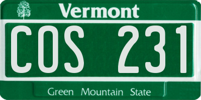 VT license plate COS231