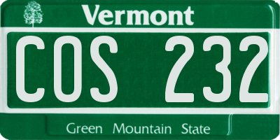 VT license plate COS232