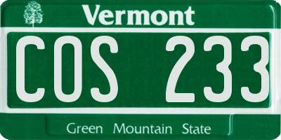 VT license plate COS233