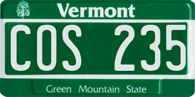 VT license plate COS235