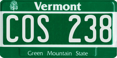 VT license plate COS238