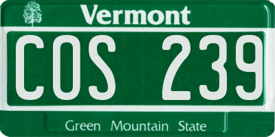 VT license plate COS239