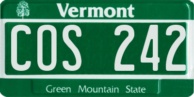 VT license plate COS242