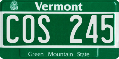 VT license plate COS245