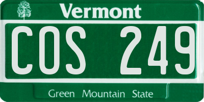 VT license plate COS249