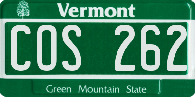 VT license plate COS262