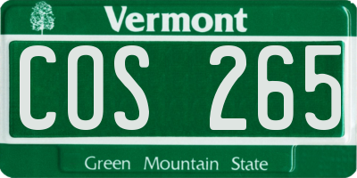 VT license plate COS265