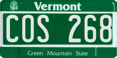 VT license plate COS268