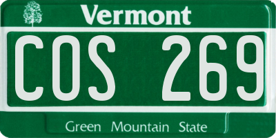 VT license plate COS269