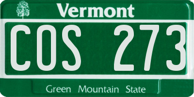 VT license plate COS273