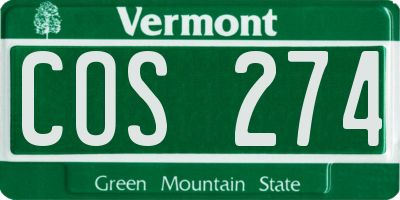 VT license plate COS274