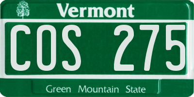 VT license plate COS275