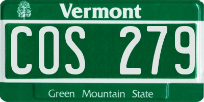 VT license plate COS279